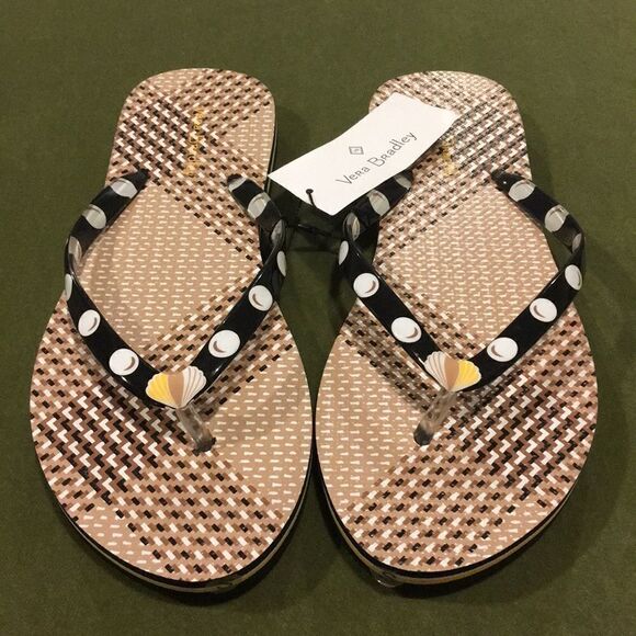 Vera Bradley Shoes - Vera Bradley Woven Neutral Flip Flops Small New